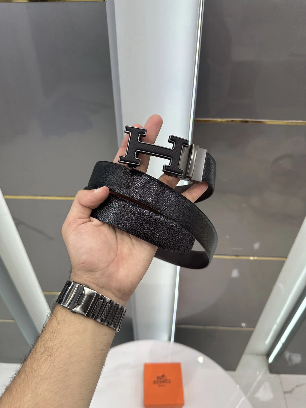 Herme s Premium Imported Belt Grey With Box h325