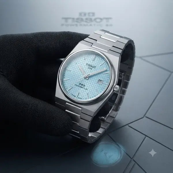 tissoot 1853 prx silver sky blue dail