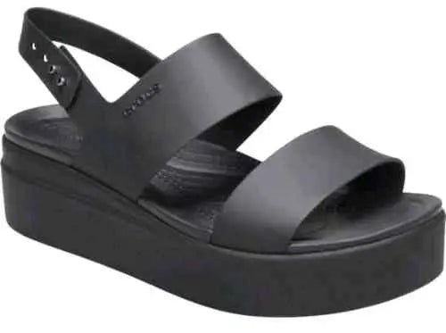 Crocss Black Brooklyn Low Wedge Sandals