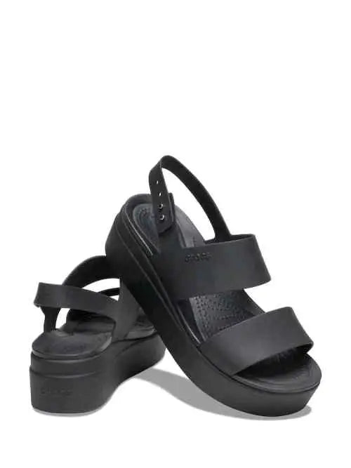 Crocss Black Brooklyn Low Wedge Sandals