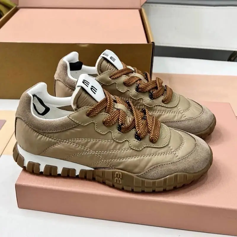 Miu_Miu_Tyre Beige & Brown Sneakers