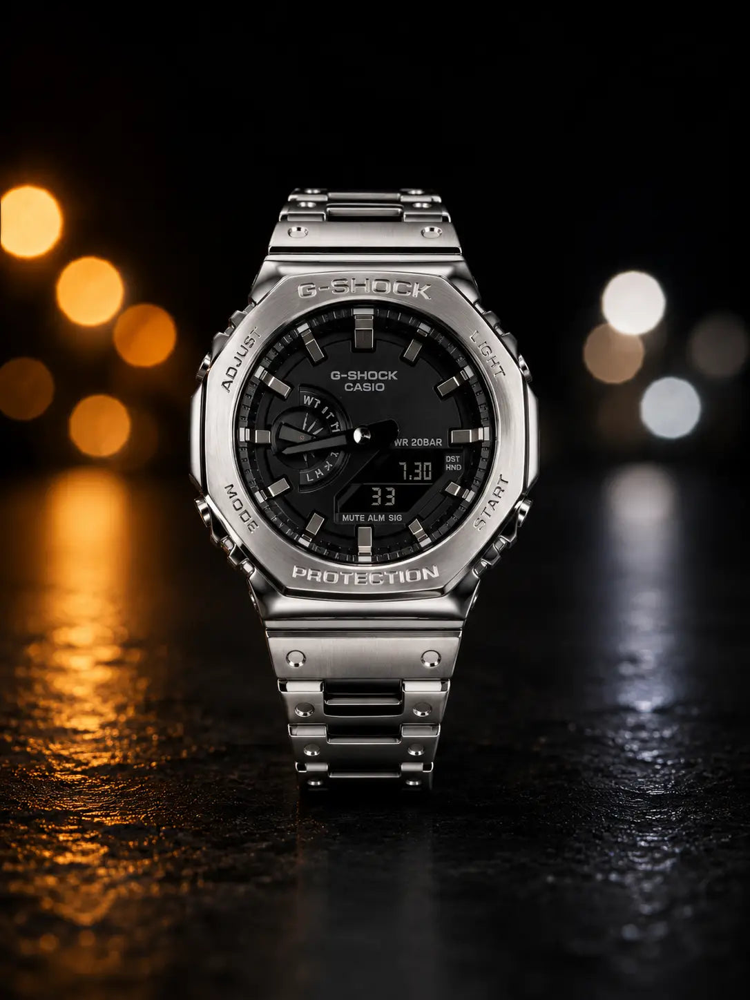 CASIO G-SHOCK GM2100 METAL SILVER BLACK