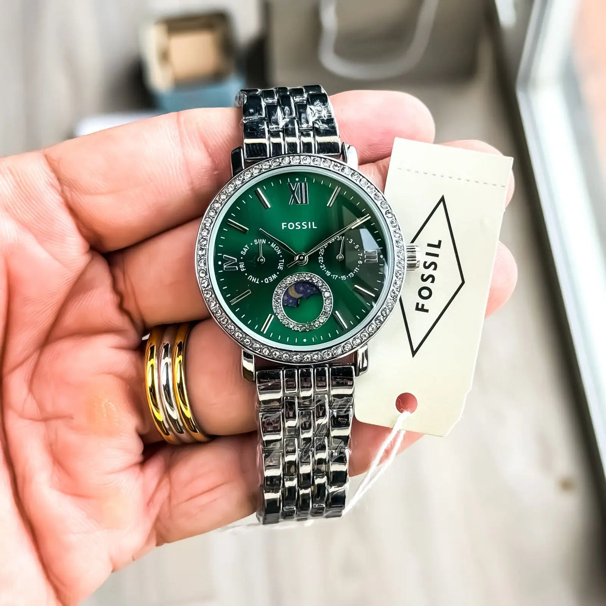 FOSSIL_LADIES_SILVER_GREEN