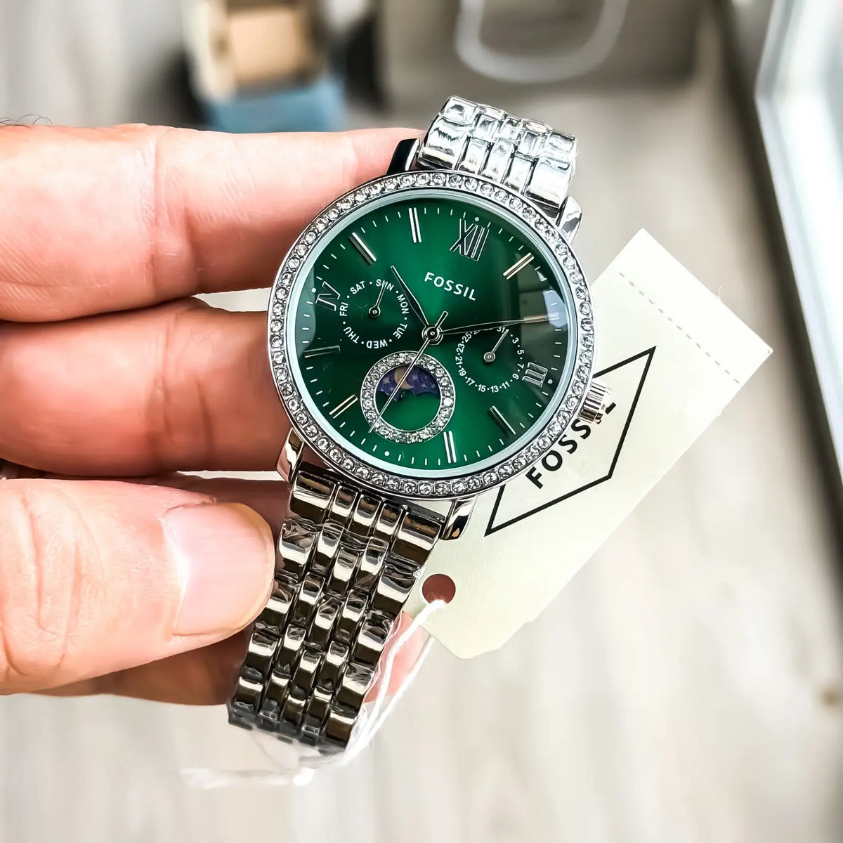 FOSSIL_LADIES_SILVER_GREEN