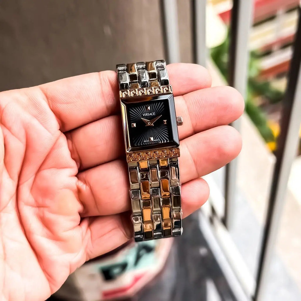 VERSACE LADIES ROSE 2 TONE BLACK