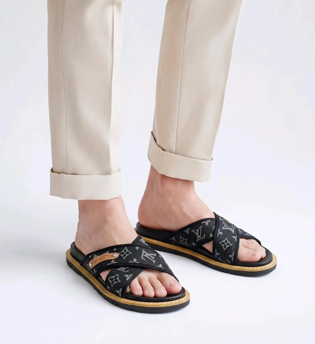 Louis_Vuitoon Cross Denim Black Slide