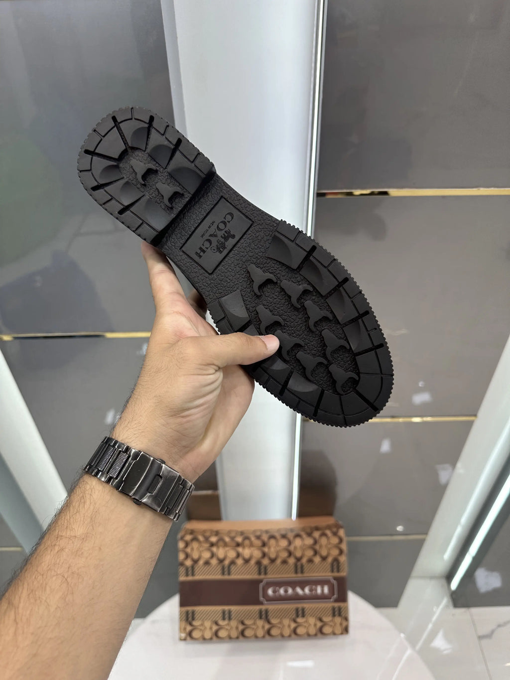 Coach_Black Premium Monogram Leather Formal Loafers