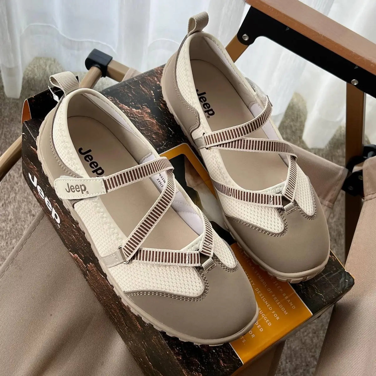Jeep Outdoor Shoes Womens Low Top Beige  Sand Neutral  7A Premium Edition D-2111