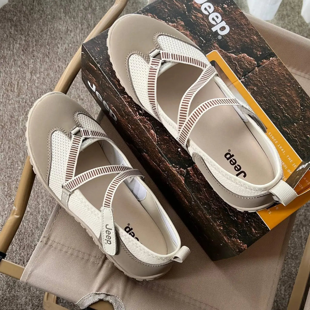 Jeep Outdoor Shoes Womens Low Top Beige  Sand Neutral  7A Premium Edition D-2111
