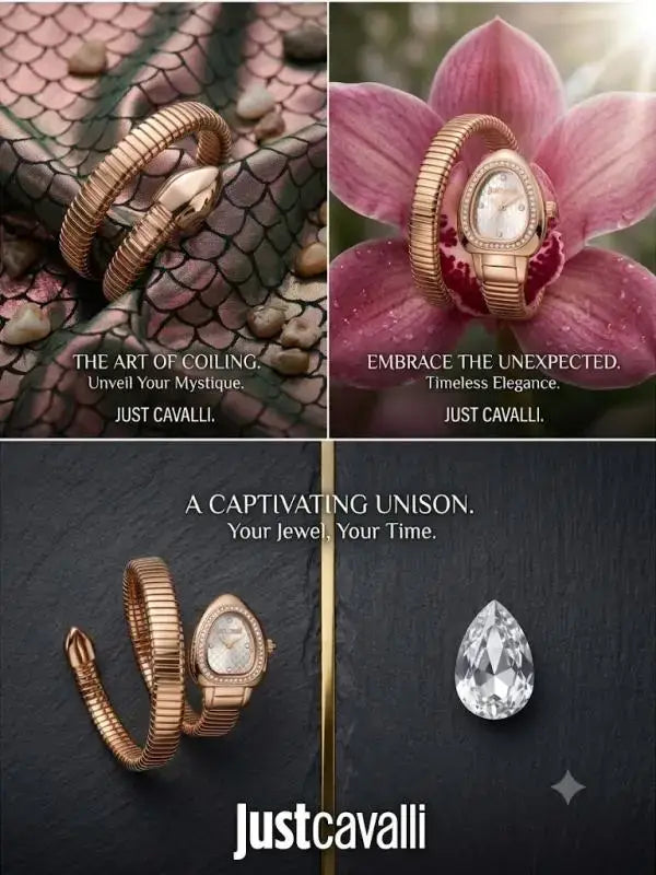Just Cavalli Snake ladies premium white gold Diamond