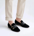 Salvatore_Ferragamo Black Premium Suede Leather Loafers