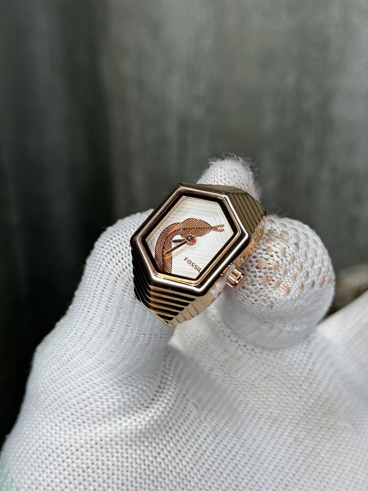 Fossi l Serpentine RoseGold White Ring Analog Watch
