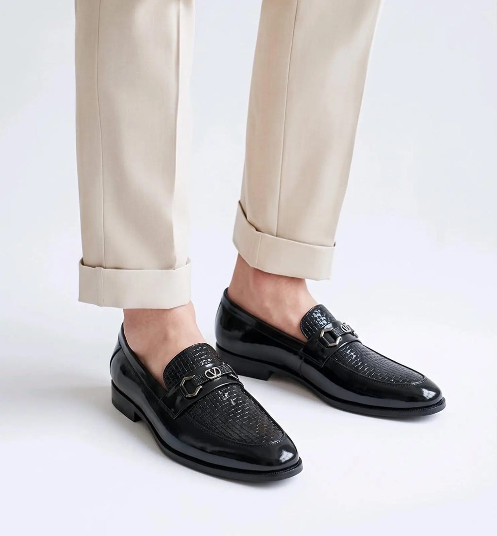 Paiznia_Black Premium Leather Formal Loafers