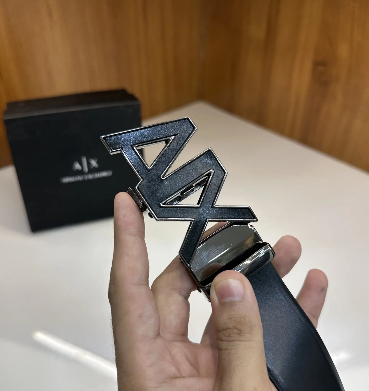 Armani Exchang e Premium Imported Belt Grey Black Autolock g9089