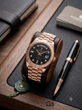 Role x Oyster Perpetual Day date Rose gold Black Diamond