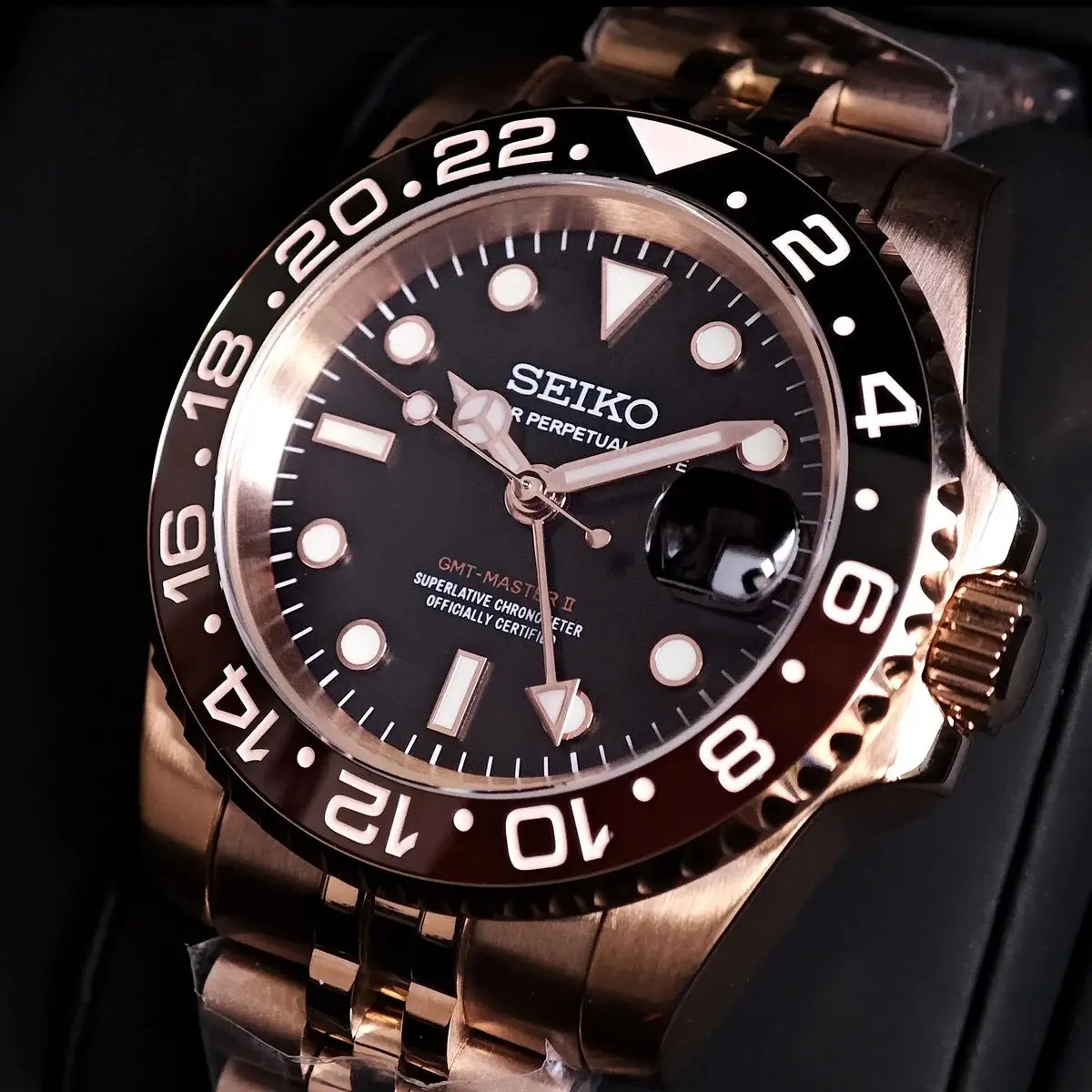 Seiko MOD GMT Root Beer Heavy Shift Movement