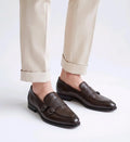 Paiznia_Brown Metal Buckle Premium Leather Formal Loafers