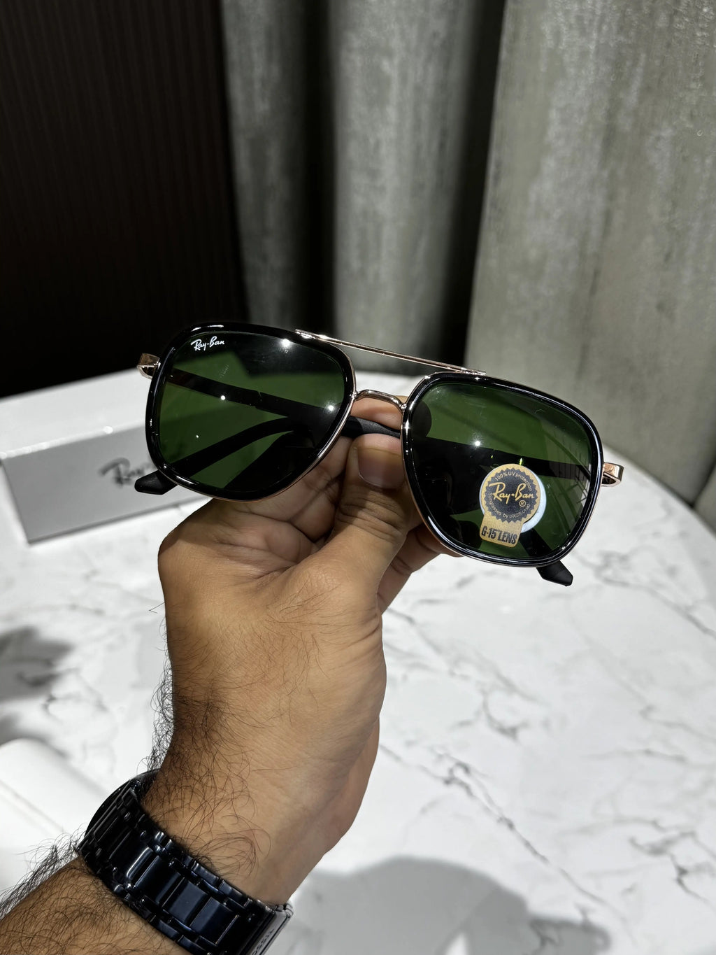 Copy RayBan Gold Green Premium Shades