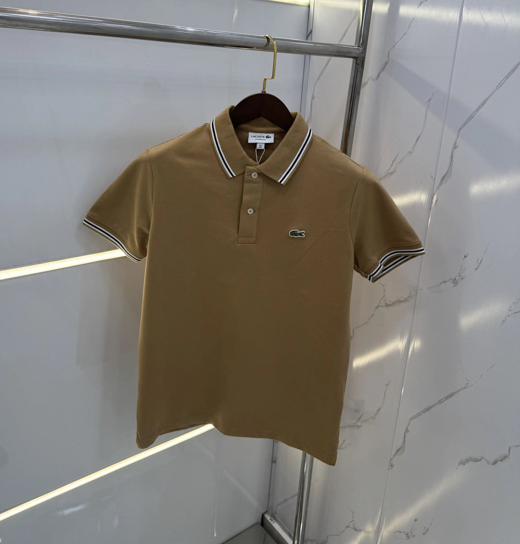Lacost e Beige Logo Work Premium Polo T-Shirt