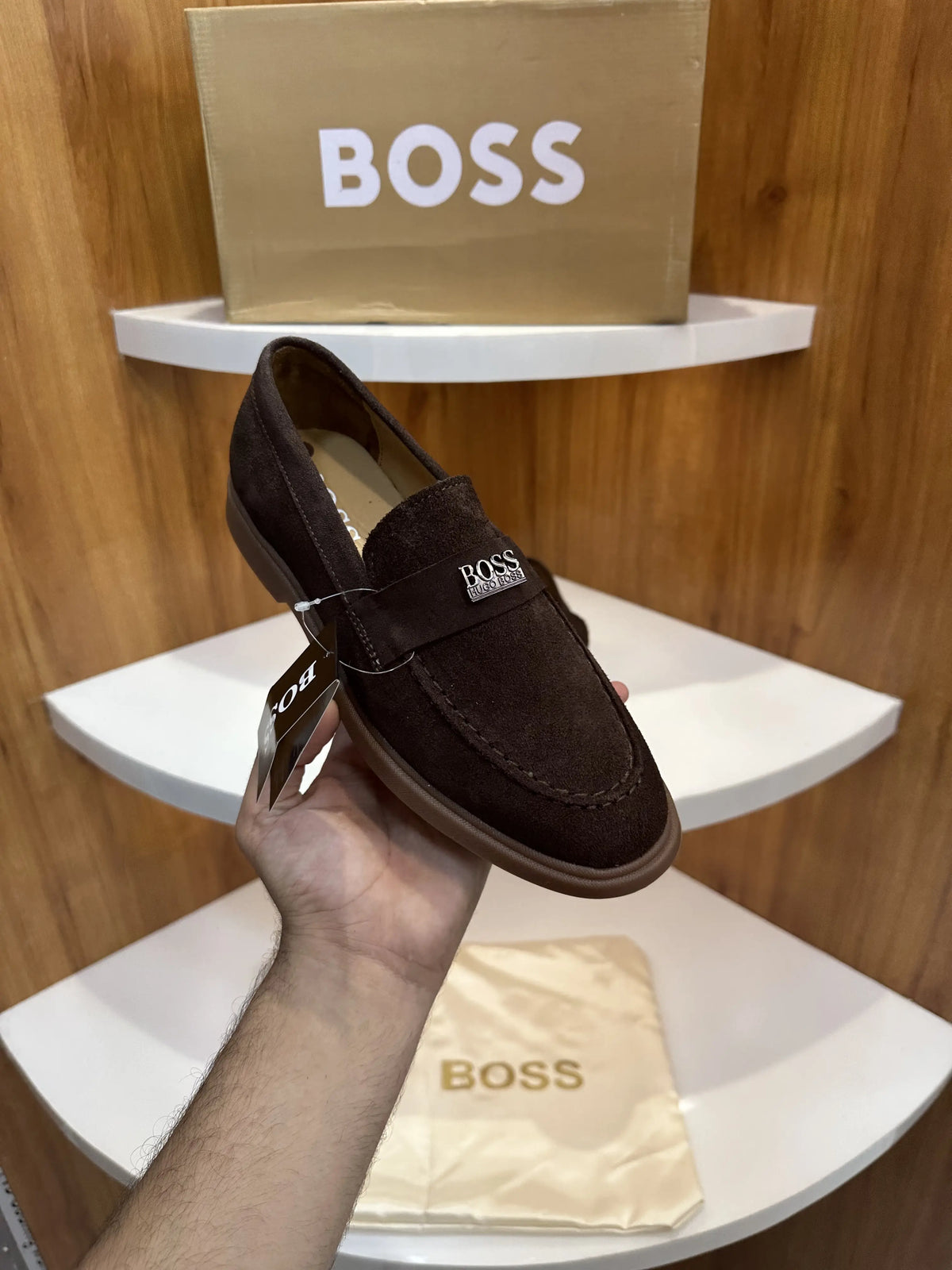 Hugo_Boss Brown Premium Suede Leather Formal Loafers