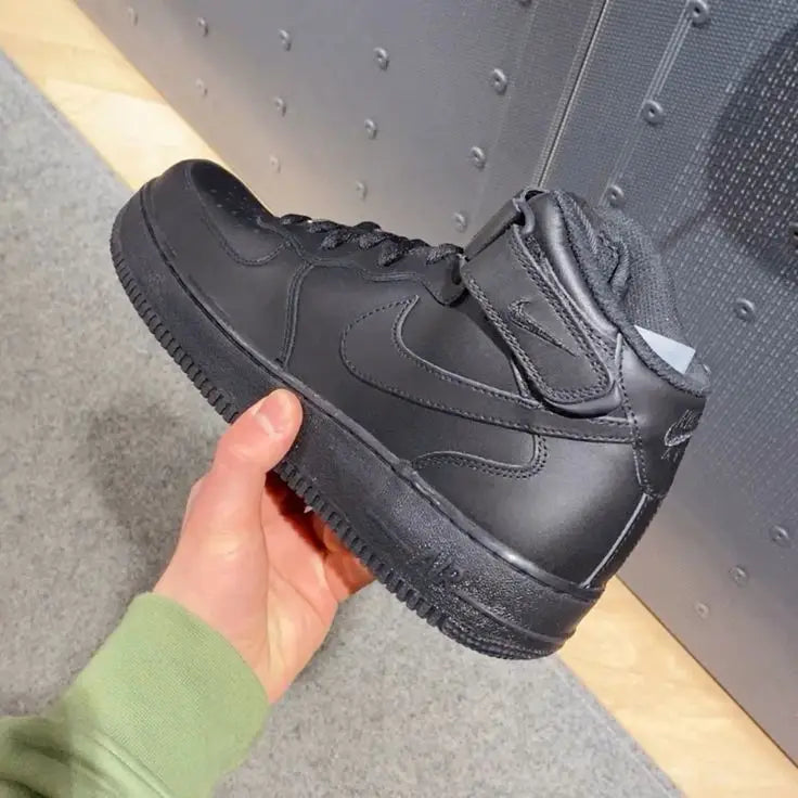 Nik e Air Force 1 Mid High Black Leather Quality Men