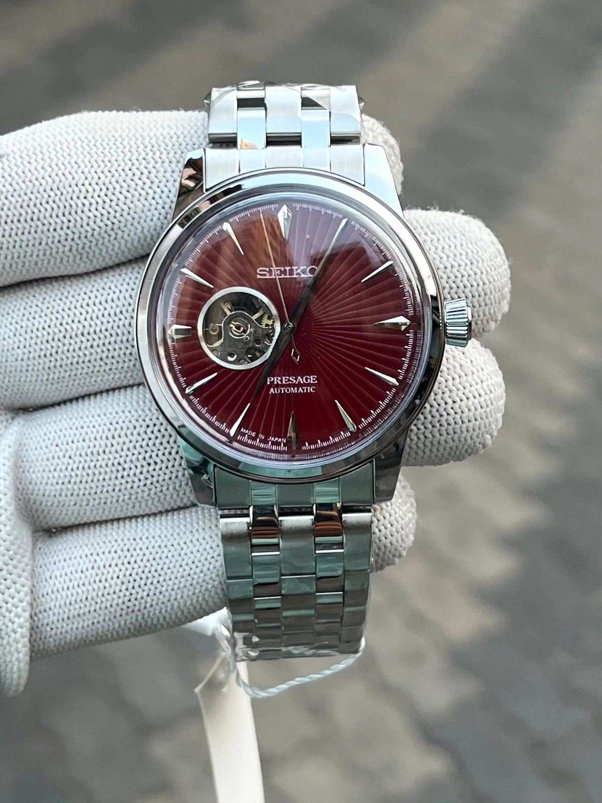 Seik_o Pressage Automatic Silver Maroon