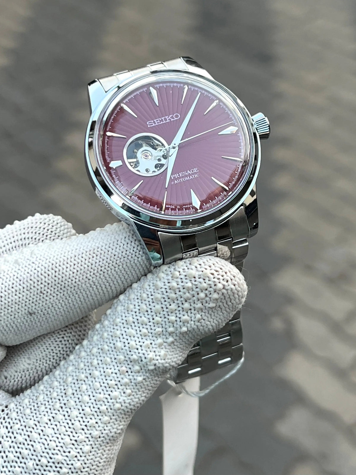 Seik_o Pressage Automatic Silver Maroon