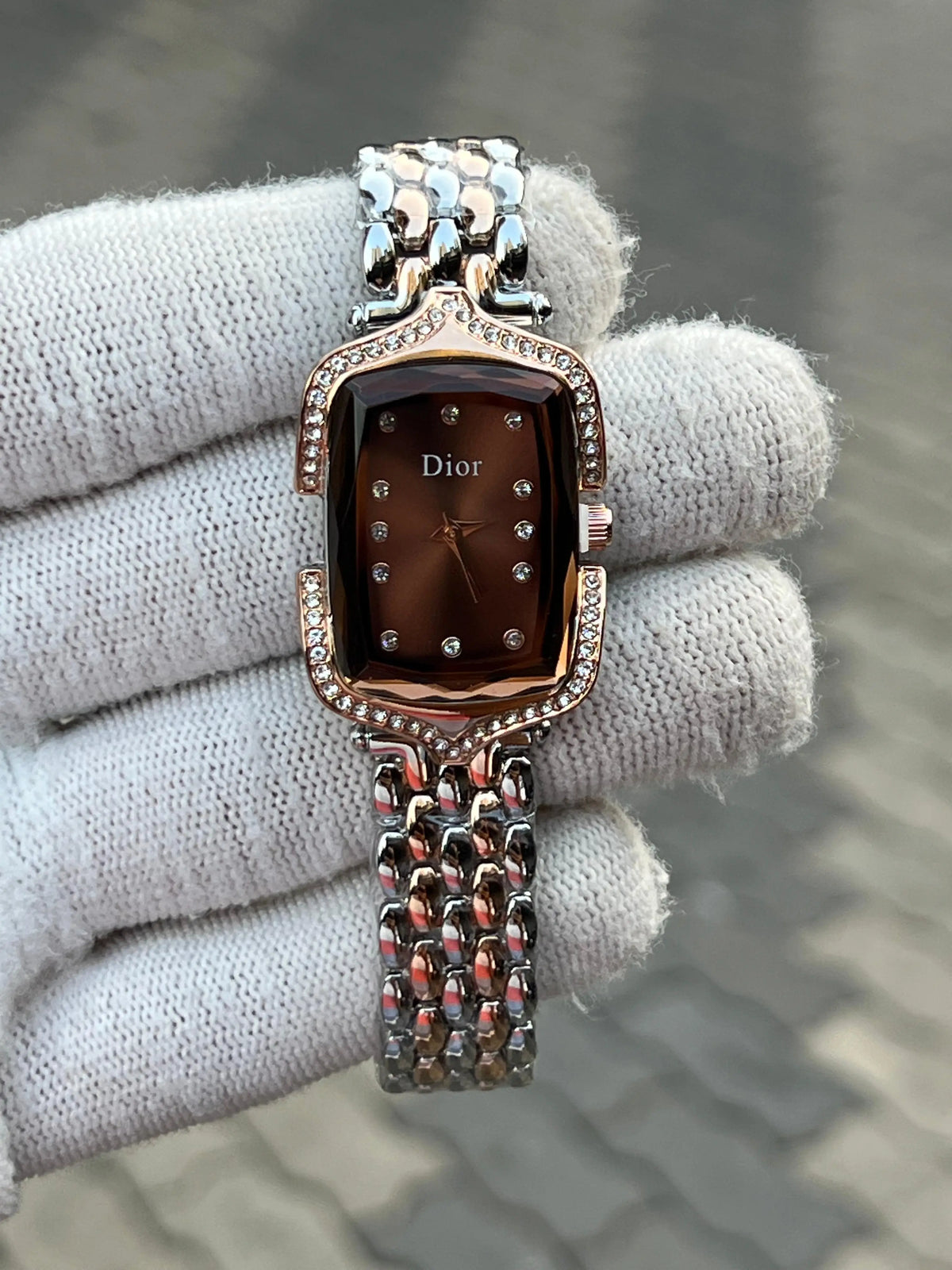 Dior Rose Brown Two Tone Chain