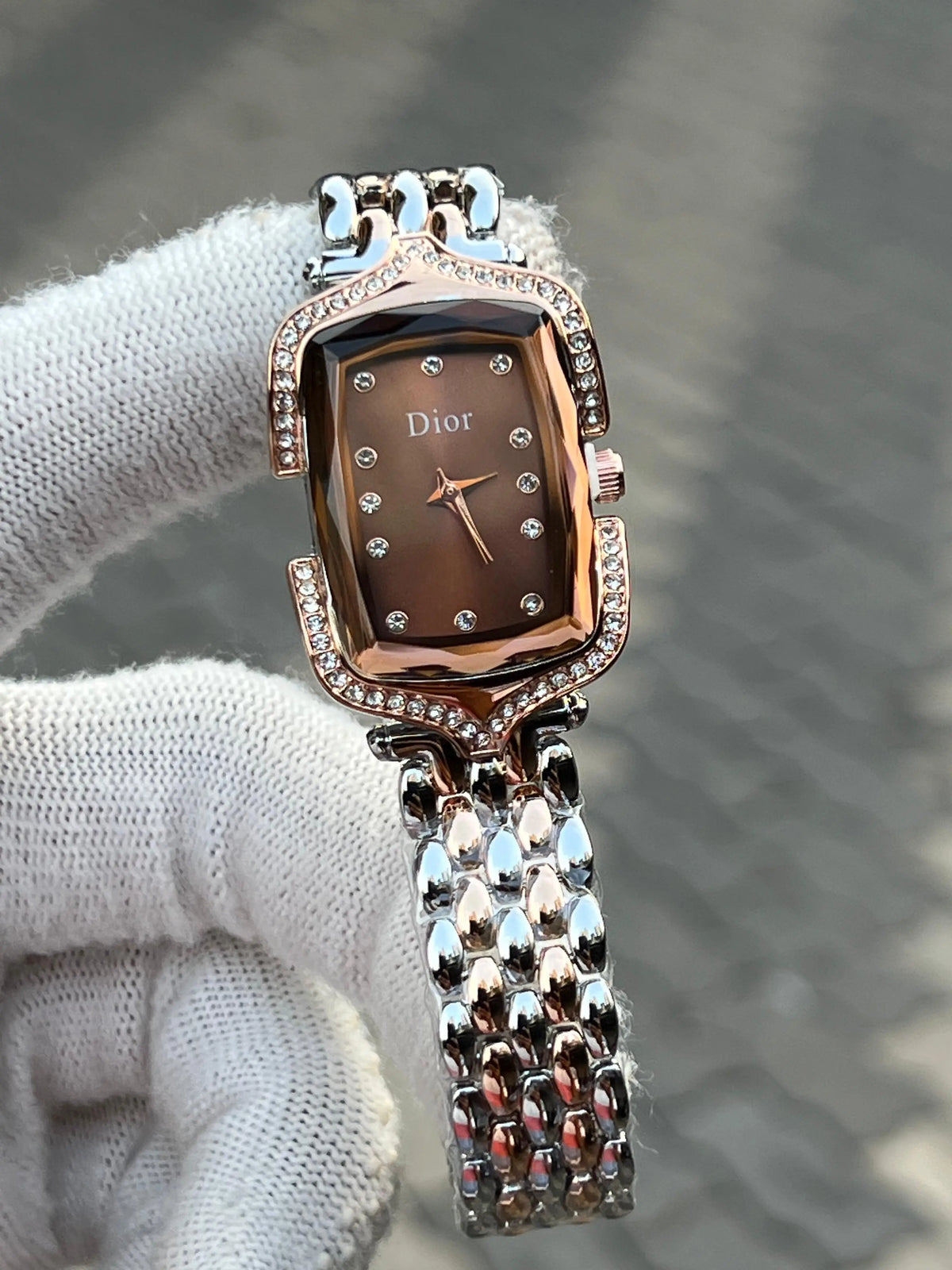 Dior Rose Brown Two Tone Chain