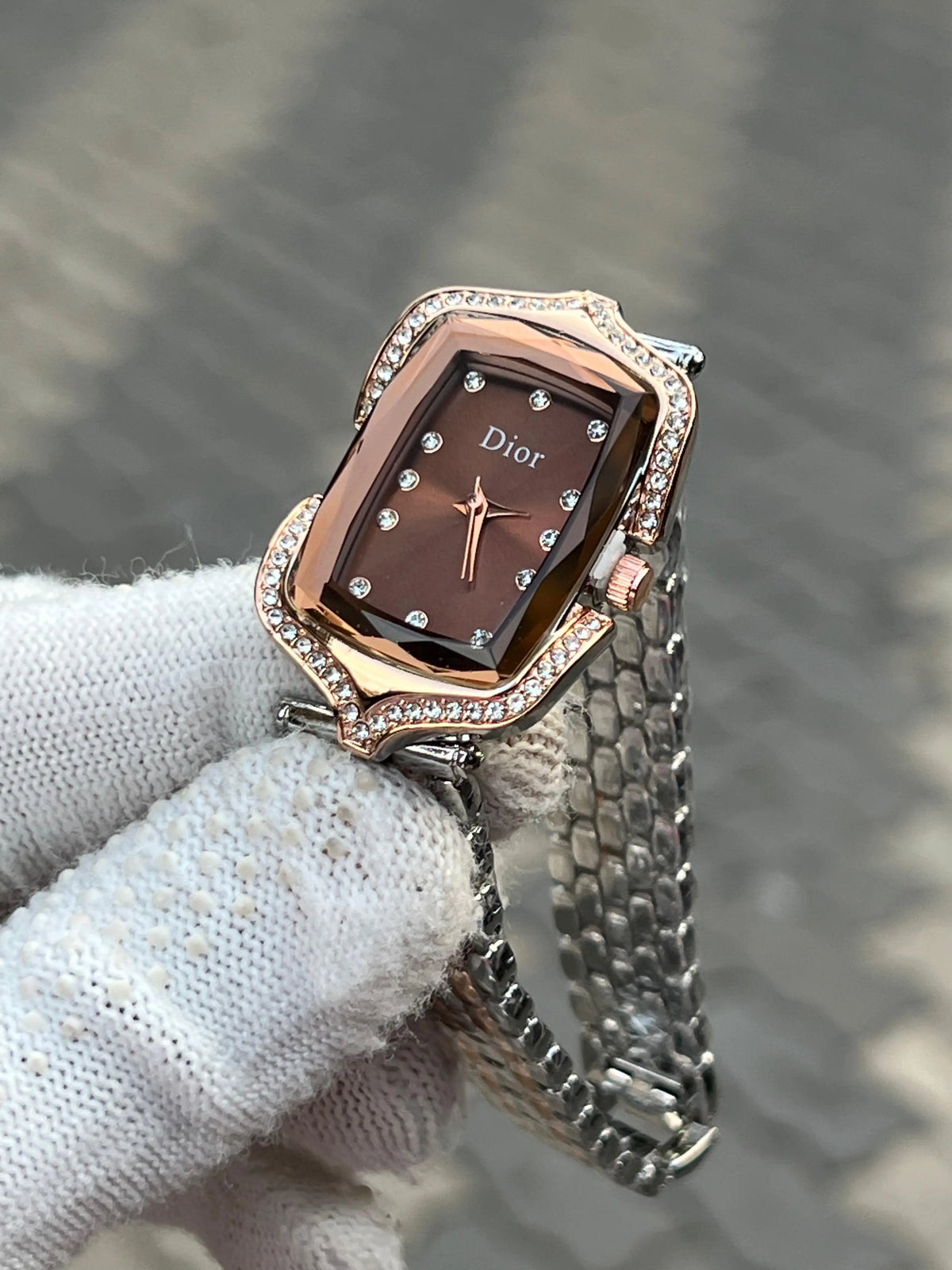 Dior Rose Brown Two Tone Chain