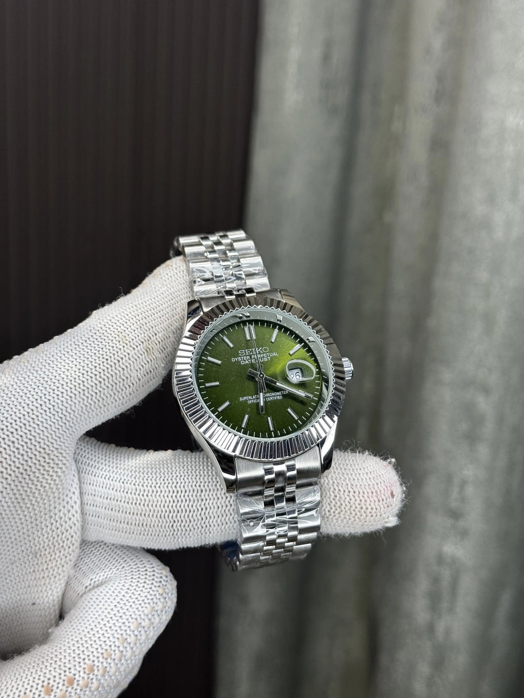 Seik o Datejust Silver Green Premium Watch