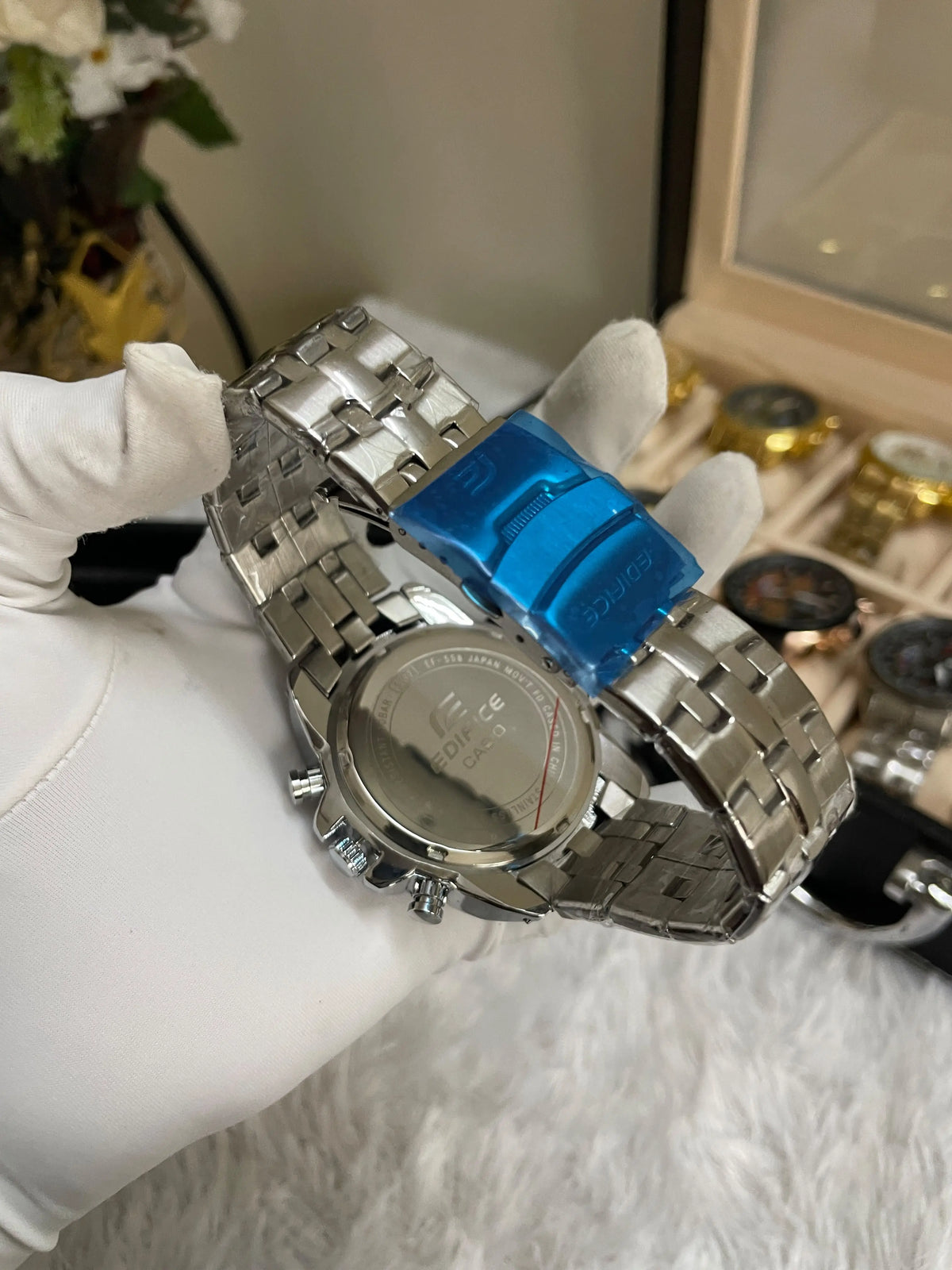 edifice casio silver white