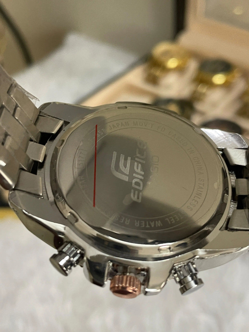 edifice casio silver rose gold
