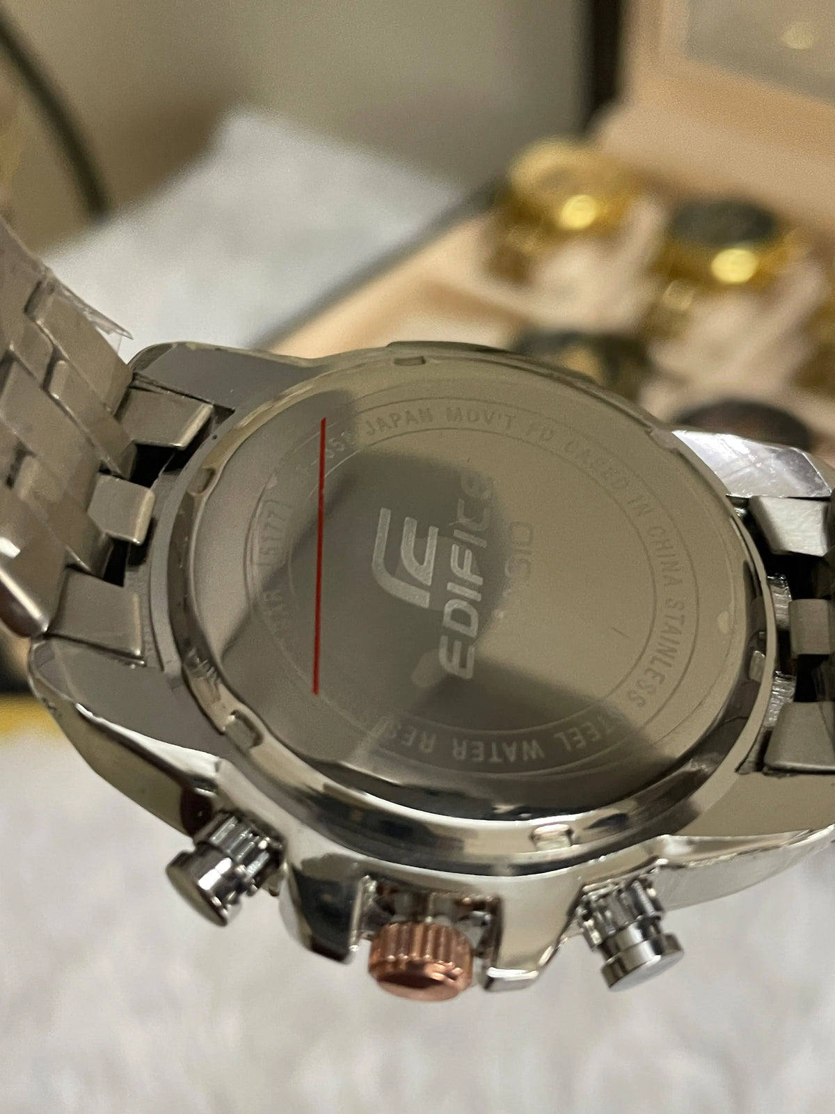 edifice casio silver rose gold