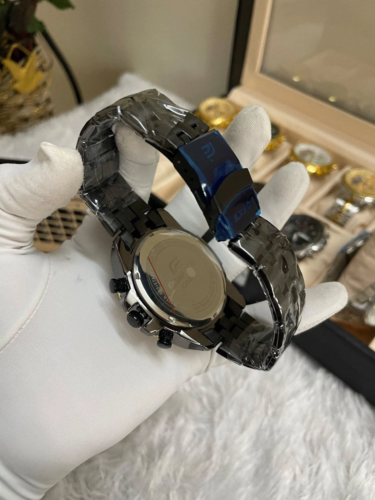 edifice casio black gold