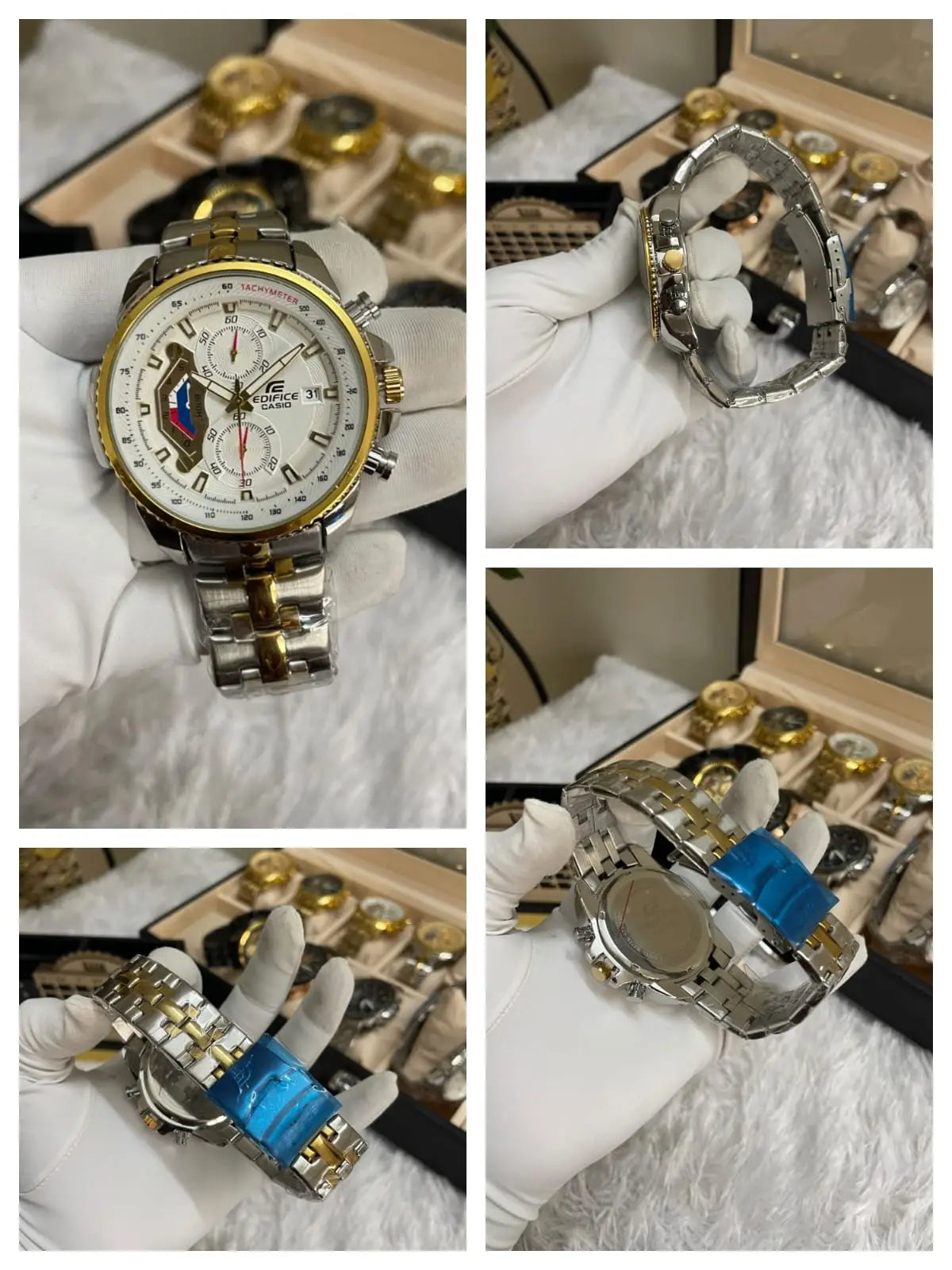 edifice casio two tone white