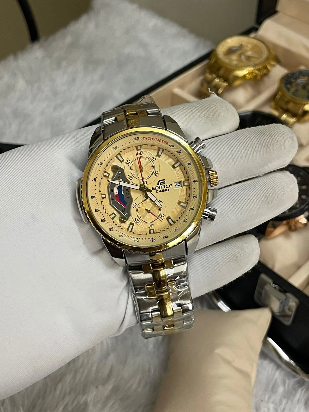 edifice casio two tone gold