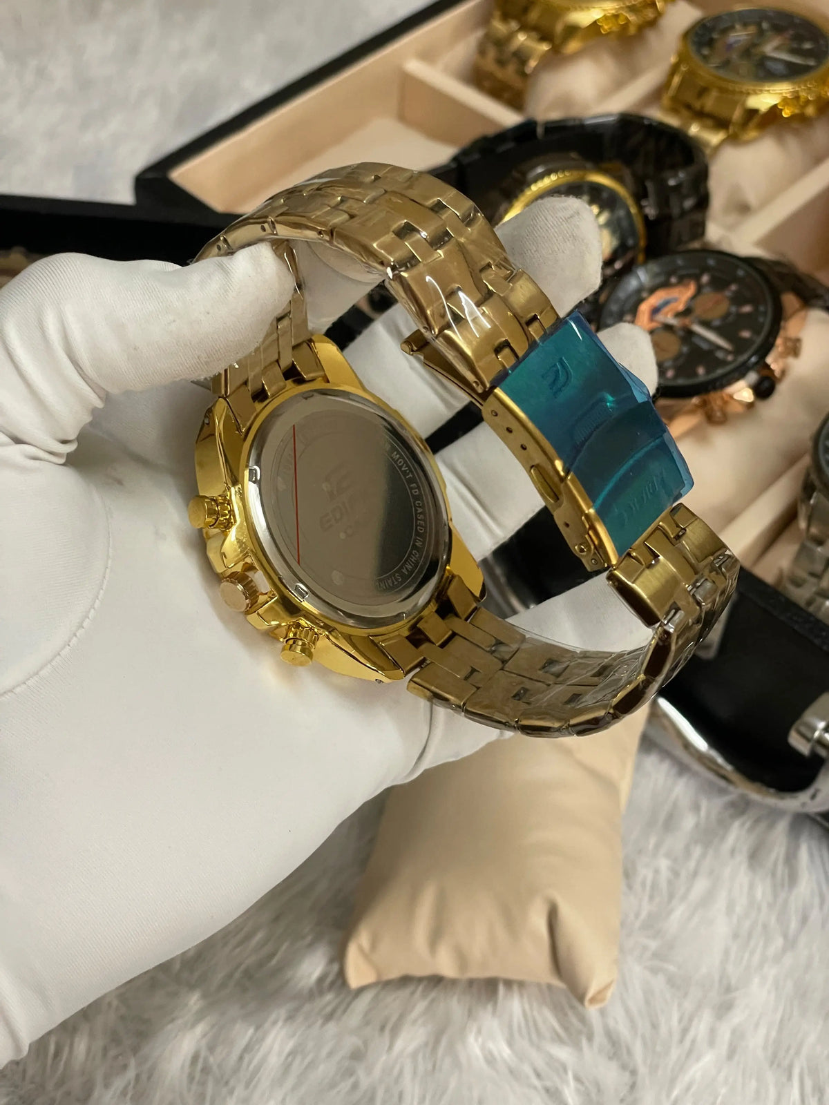 edifice casio gold white