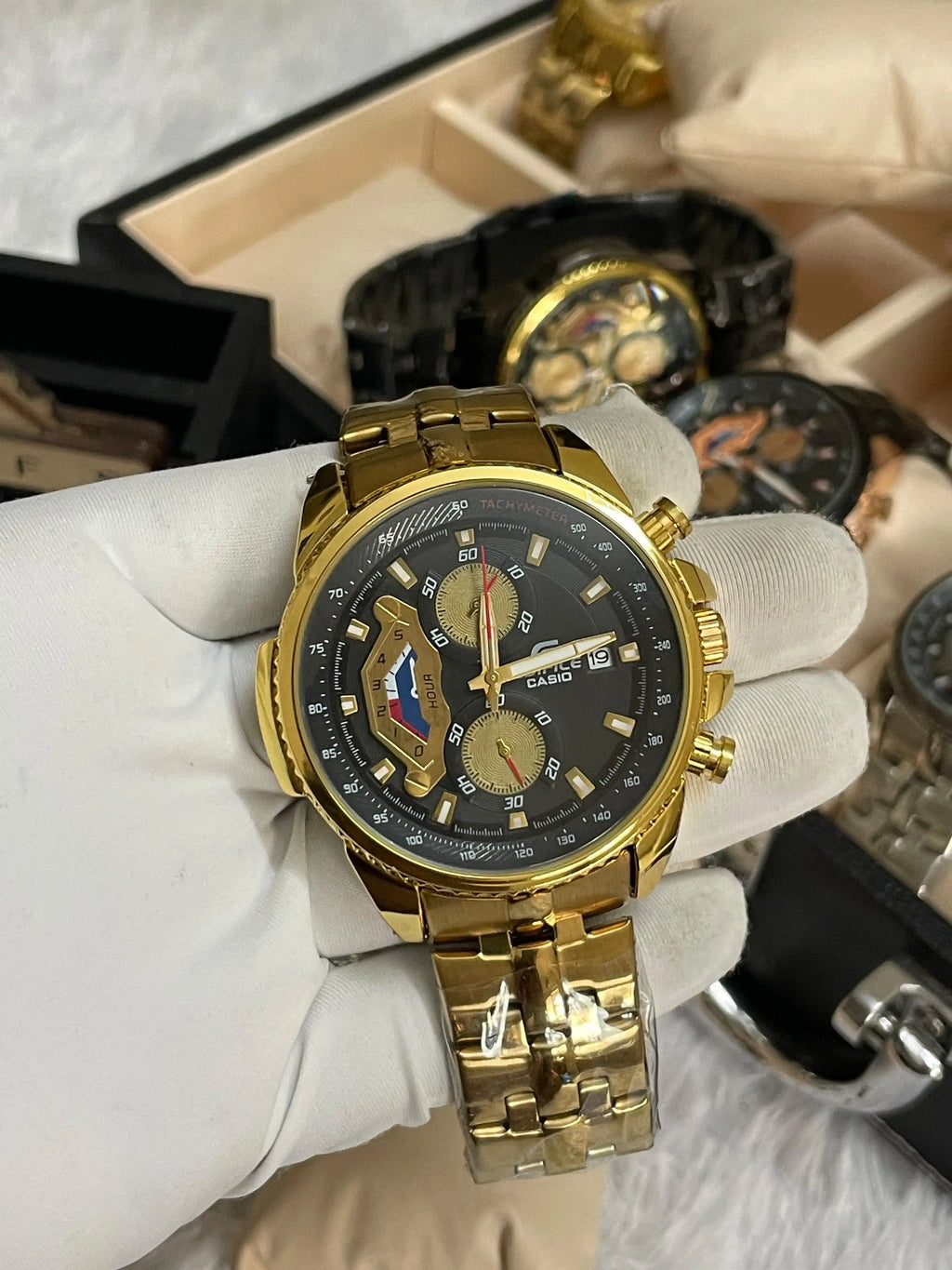 edifice casio gold black