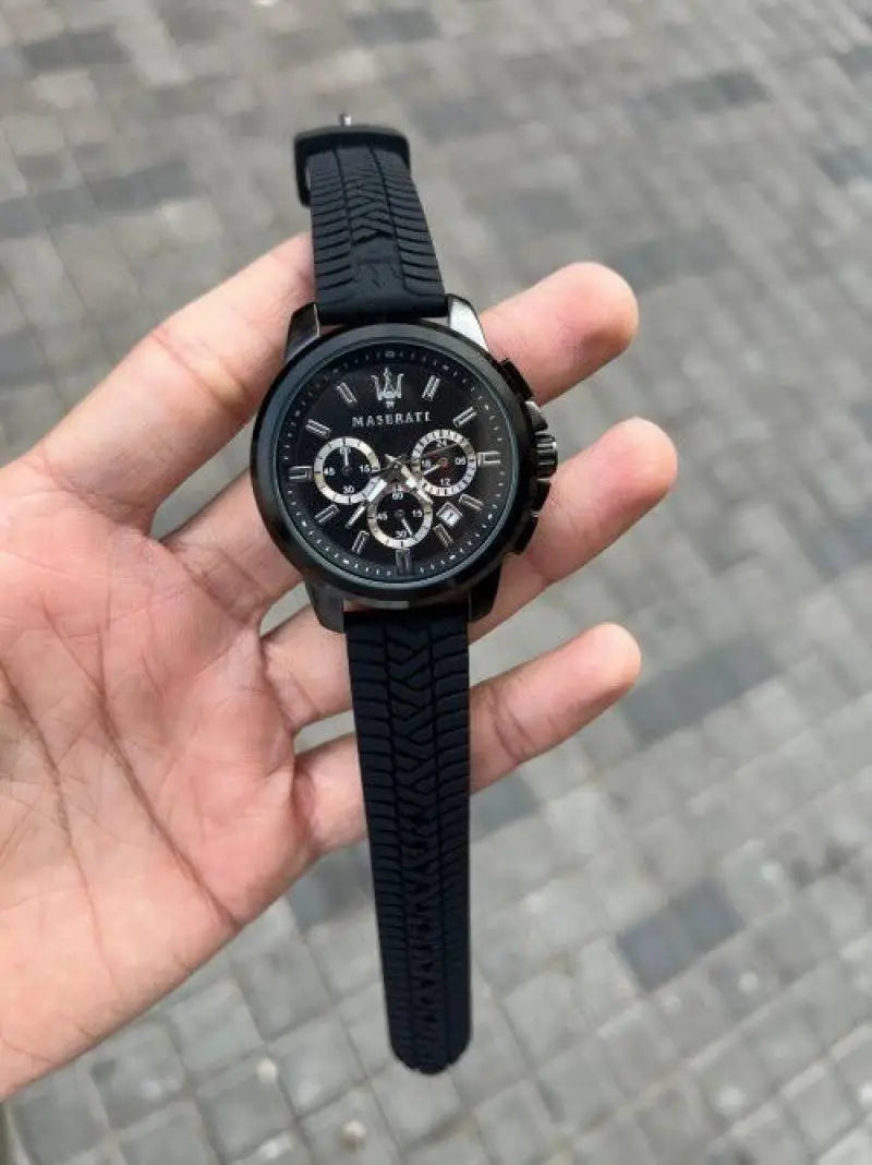 Maserati full black all chronograph working