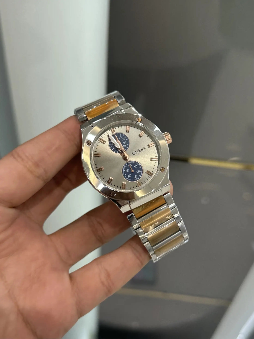 Guess Jet Dual Tone Grey Metal Premium Watch