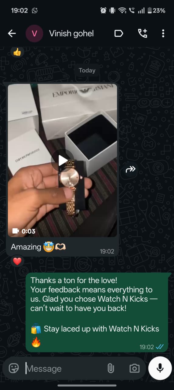 Customer review shared on WhatsApp