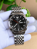 EMPORIO ARMANI DAYDATE SILVER BLACK DIAL AT501