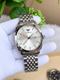 EMPORIO ARMANI DAYDATE SILVER WHITE DIAL AT501